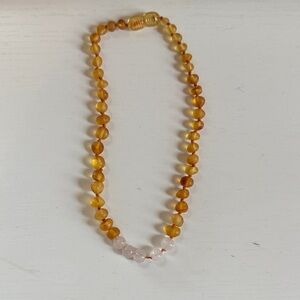 Amber and Rose Quartz Beaded Necklace